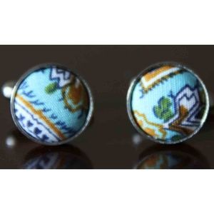 Men's Fabric Faced Metal Alloy Cufflinks